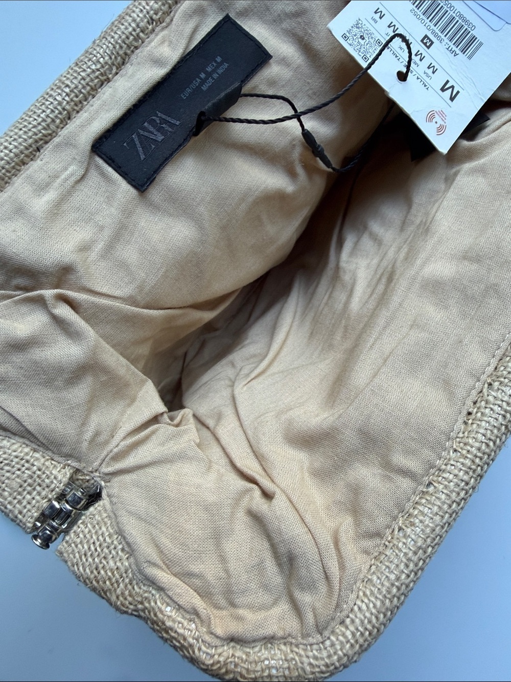 Zara Crab Raffia Beaded Clutch Bag - Picture 7 of 12